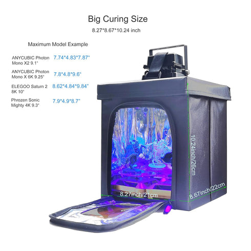 FUNGDO 3D 405nm 3D Printer Resin Curing Station DIY Curing Enclosure with UV Light UV Lamp Solar Turntable for UV Resin
