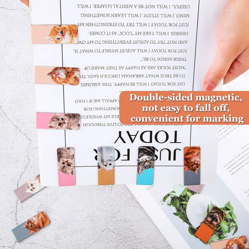 Zonon 30 Pieces Cats Magnetic Bookmarks, Cute Cats Markers for Students, Teachers, School Home Office Reading Stationery