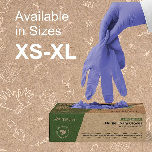 Biodegradable X Large Disposable Medical Gloves - 150 Count Violet Blue Nitrile Exam Gloves