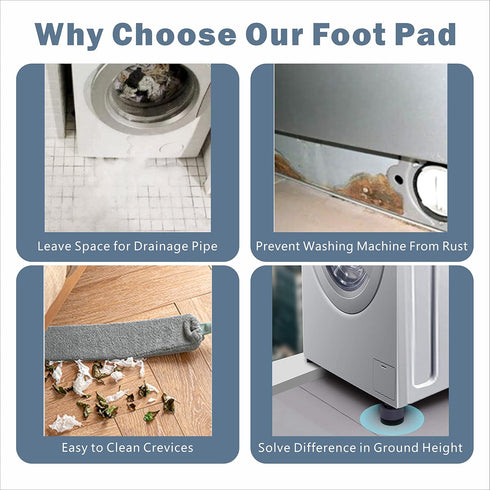 Anti Vibration Pads, 4pcs Non-Slip Washing Machine Base Foot Pads for Shock and Noise Cancelling Support
