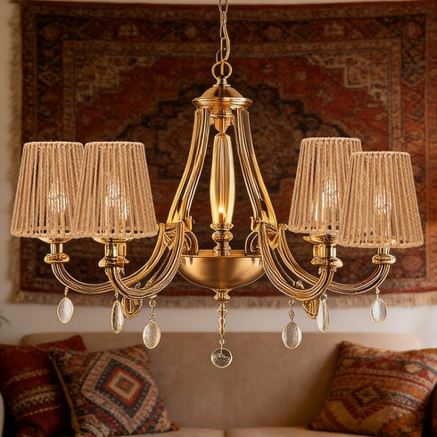 Wenceda 6 Sets Pcs Rattan Chandelier Lamp Shades Wicker Lampshades Replacement for Table Lamps,Ceiling Lights,Pendant