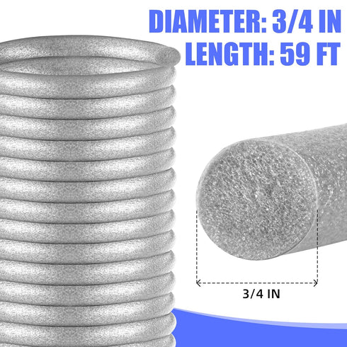 3/4" Diameter x 59' Length Backer Rod, Caulk Saver Foam for Cement Caulk, Joints, Gaps, and Driveway Crack (Grey)