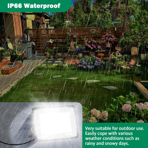 30W IP66 5000K 3600LM 6ft LED Flood Light Outdoor, Waterproof Daylight White Super Brighter Work Light with Cord