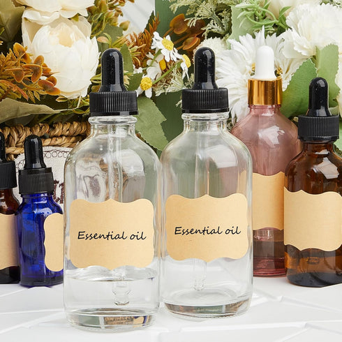 Lallisa 48 Pcs Glass Dropper Bottles - Eye Dropper Dispensers with Long Pipettes, Funnels, and Labels for Essential Oils