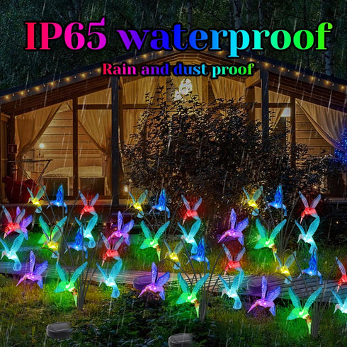 BeHiller Hummingbird Outdoor,2PACKS 12LED Hummingbird Hummingbird Solar Lights Swaying Firefly for Path Decor,Unique