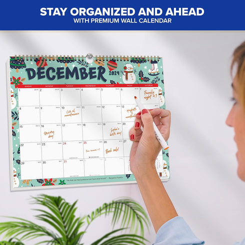 Decorably Wall Calendar Landscape - 18 Months Academic 2024 Calendar, July 2024 to Dec 2025, 14.5x11.5 inch