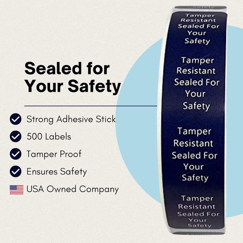 Tamper Evident Tape, 500 Tamper Proof Stickers for Increased Security During Delivery, Navy Blue Safe Food Seal