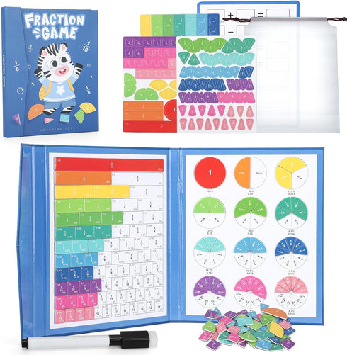 Ralout Magnetic Fraction Educational Puzzle, Magnetic Fraction Tiles and Circles, Elementary Fraction Manipulatives,