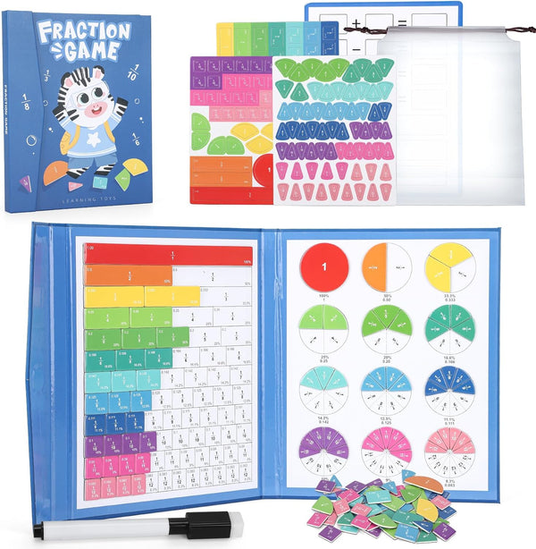 Ralout Magnetic Fraction Educational Puzzle, Magnetic Fraction Tiles and Circles, Elementary Fraction Manipulatives,