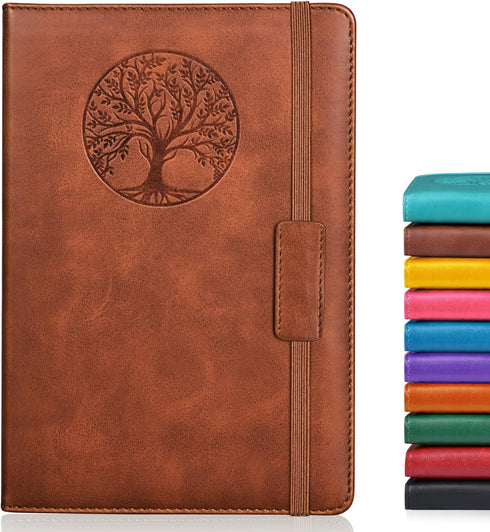 Lined Journal Notebook for Men Women, 256 Pages, A5 Hardcover Leather, College Ruled for Writing, Travel, Work, Brown