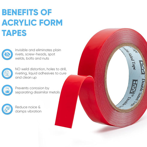 HPP Double Sided Tape Clear, Heavy Duty Permanent Tape for Indoor and Outdoor Use (1in x 16ft)