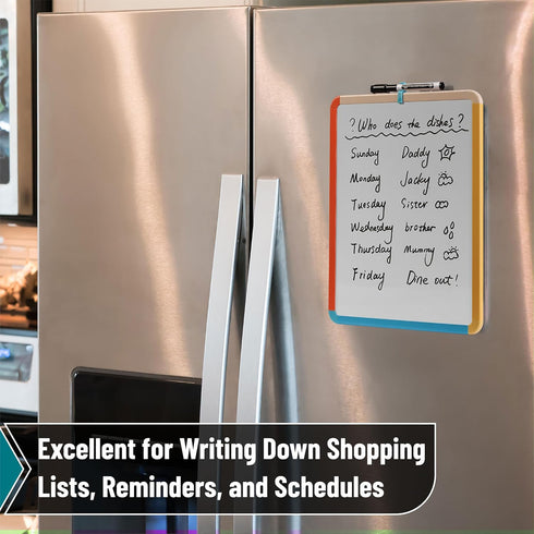 Mr. Pen Dry Erase Board 14” x 11” with Colorful Frame, Black Marker, Small White Board for Kids