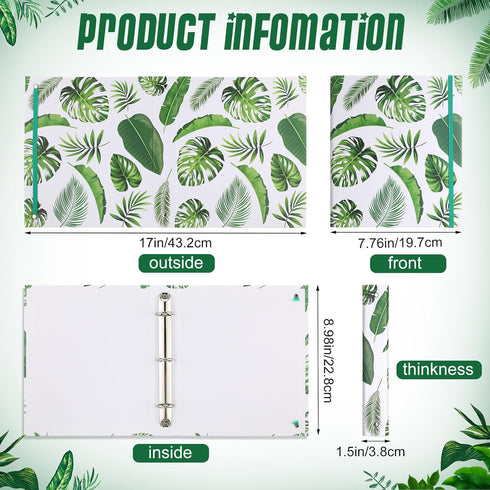Colarr 4 Pcs Cute Mini Eucalyptus Leaves Binders, 5.5 x 8.5 Three Ring Decorative Hardcover