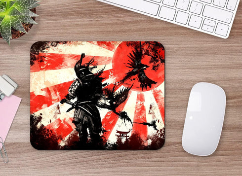Small Mouse Pad, Japanese Samurai Design for Laptop, Personalized Portable Travel Mousepad for Wireless Mouse (Retro