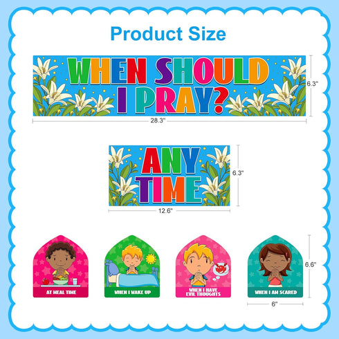 FaCraft When Should I Pray Cutouts, Religious Christian Bulletin Board Sets for Classroom, Bible Church Sunday School