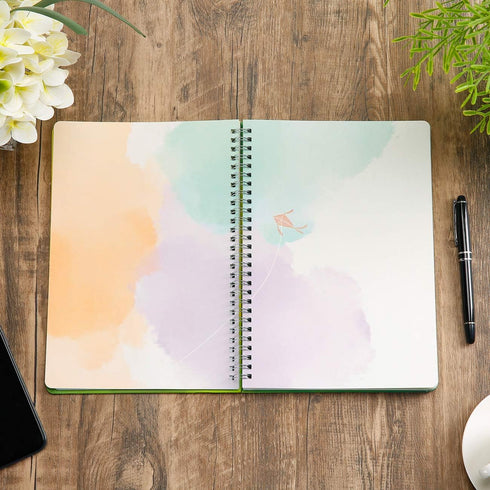 SIIXU Large Hardcover Spiral Journals for Women, Colorful Blank, B5, 128 Pages, 6.8”x9.8, Summer