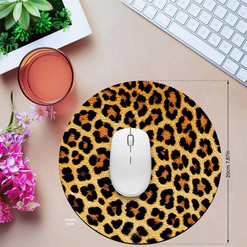 Mouse Pad and Coffee Coaster, Non-Slip Rubber Gaming Mouse Pad, Leopard Print