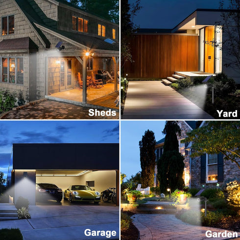 2000LM IP67 1 Pack Solar Motion Lights Outdoor Security Flood Lights Waterproof Spot Lights for Yard Porch Garage
