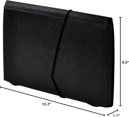 Lion 13-Pocket Small Expanding File, 5-3/4 x 8-1/2 Inches, Black, 1 File (94300-BK)