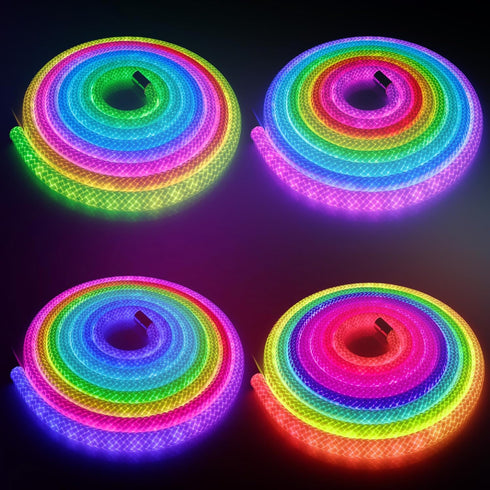 360 10ft maylit Degree Luminous Reticulate Weave Rope Lights, Addressable ICRGB LED Strip Lights, Music Sync, DIY