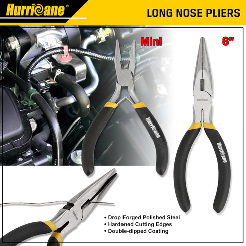 7-Piece Set 8" 8"/6" 7" 6" 6" HURRICANE Pliers Water Pump, Slip Joint, Linesman, Diagonal, & Mini Long Nose, Carbon
