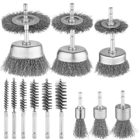 Rocaris 15 Pcs Carbon Steel Wire Wheel Brush, Cup Brush, Wheel Brush,