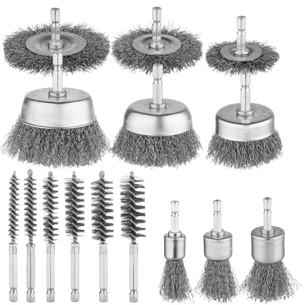 Rocaris 15 Pcs Carbon Steel Wire Wheel Brush, Cup Brush, Wheel Brush,