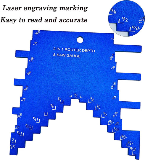 2 1 in Router Depth and Saw Gauge, Aluminum Step Depth Gauge,Router Depth Gauge for Router and Table Saw
