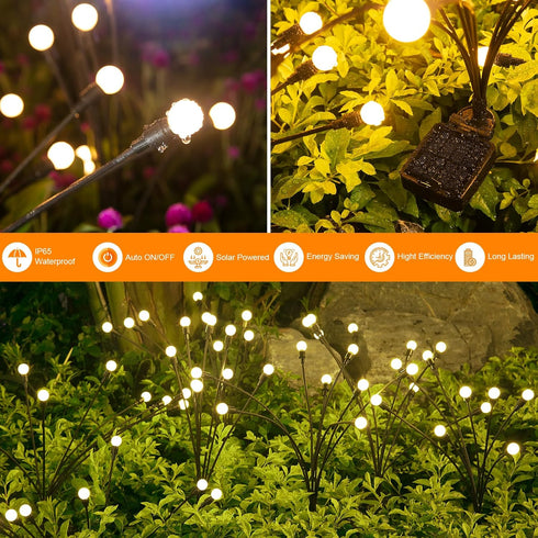 ASMAD Outdoor(4 Pack,32 Bulb, Solar Lights LEDs), Solar Garden Lights, Outdoor Decorations, Firefly Light for Patio