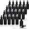 JUVITUS 1 oz / 30 ml Black Glass Boston Round Bottle with Black Treatment Pump (24 Pack) + Funnel