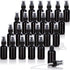 JUVITUS 1 oz / 30 ml Black Glass Boston Round Bottle with Black Treatment Pump (24 Pack) + Funnel