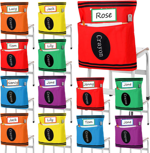 Sunnymove 12 Pack Back to School Chair Pockets Crayon Classroom Decor 18.5'' x
