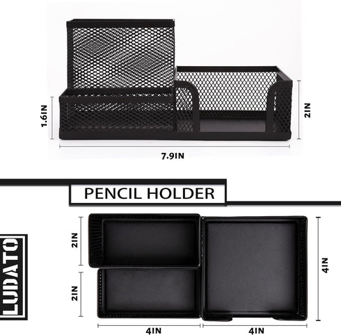Desk Organizers Mesh Pencil Holder,3 Compartments Black Mesh Pen Holder Storage for Office Desk Accessories