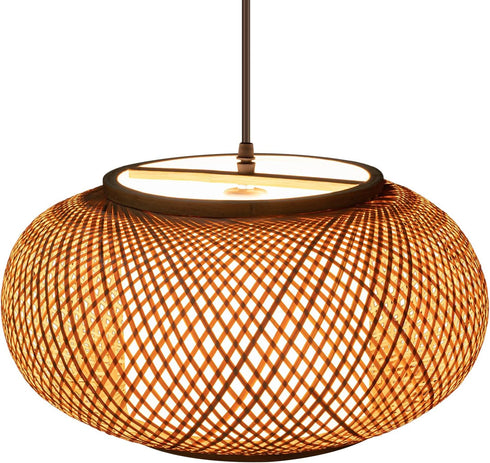 YUASDUU Rattan Pendant Light, Boho Pendant Light Bamboo Pendant Light Handmade Woven Pendant