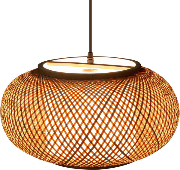 YUASDUU Rattan Pendant Light, Boho Pendant Light Bamboo Pendant Light Handmade Woven Pendant