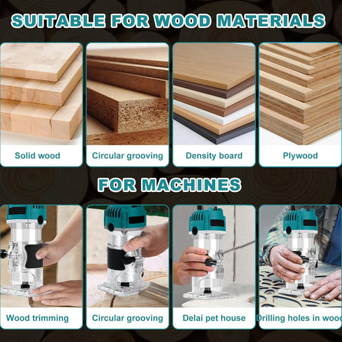 110V 800W Trimmer 30000R/MIN Router Tool, Compact Wood Router Tool for Woodworking, Electric Hand Compact Edge