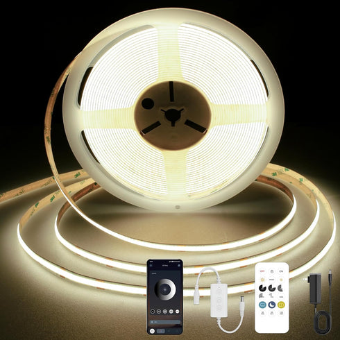 COB LED Strip Light 4000K, 24ft Dimmable Natural White LED Strip Light,
