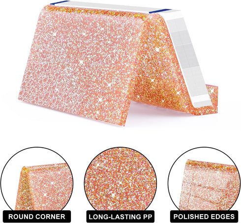 Rouidr Business Card Holder for Desk, Acrylic Display Stand, 3 Pack Name Card Organizer for Office Desktop, School,