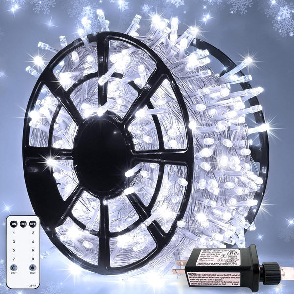 JMEXSUSS Christmas Lights, 8 Modes Waterproof Christmas Light Outdoor Plug in, Clear