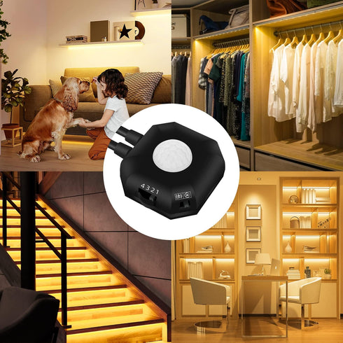 2PCS 9.8Ft HOUHUI Motion Sensor LED Light Strip, Motion Sensor Light Indoor with Automatic Shut-Off Timer, Motion