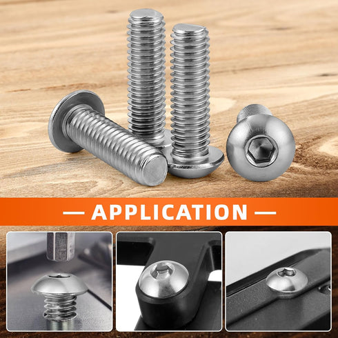 M8-1.25 x 70mm Button Head Socket Cap Screws Bolts, Stainless Steel 18-8 (304), Bright Finish, Quantity 10
