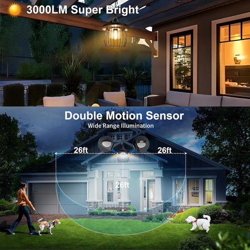 2 5 Patio(16.4FT Solar Shed Lights with Motion Sensors, Classic Metal Solar Chandelier Outdoor with Lighting Modes
