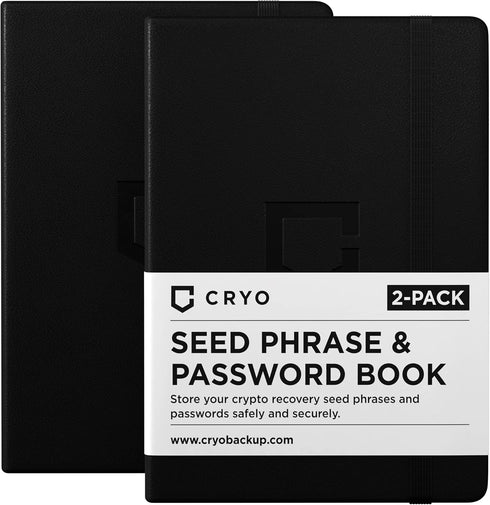 CRYO Crypto Seed Phrase Storage Notebook - Waterproof Stone Paper Book for Cryptocurrency Recovery Phrase Password