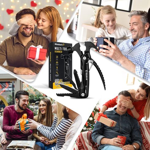 Hinshark Gifts for Men - Hammer Multitool Camping Accessories, Unique Birthday Gifts for Him, Dad, Boyfriend
