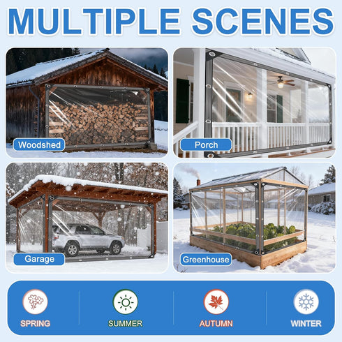 Generic 6x8ft Grommets 14mil Clear Tarps Heavy Duty Waterproof - Clear Tarps with - Thickened Transparent Plastic Vinyl