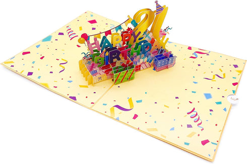 Liif Happy 21st 3D Pop Up Birthday Card, 21 Birthday Card for Him, Her, Son, Daughter | Large Size 8 x 6 inch