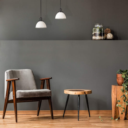Dimmable, 8 8 57.63 588327 Design House Savannah Rustic Farmhouse Pendant Light, Matte Black, White Metal Shade, in x