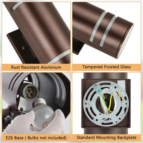 IP65 Housen Solutions Outdoor Light Fixture, Waterproof Exterior Lighting Fixtures, Oil Rubbed Bronze Aluminum Wall