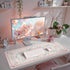 iCasso Pink Desk Mat for Desktop,Cute Desk Pad for Women,Girly Bow Mouse Pad with Stitched Edges,Non-Slip Large