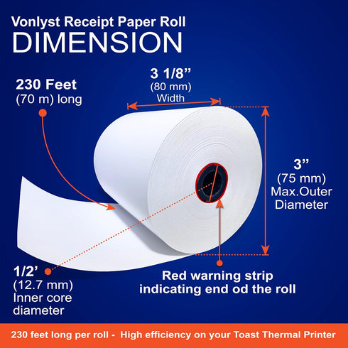 TP200 (06 Thermal Printer Paper Roll for Toast Receipt Printer Point of Sale rolls)